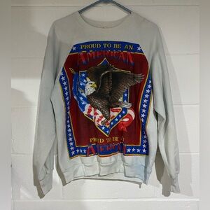 Jerzees Men's Crewneck Sweater - White with Patriotic Design
